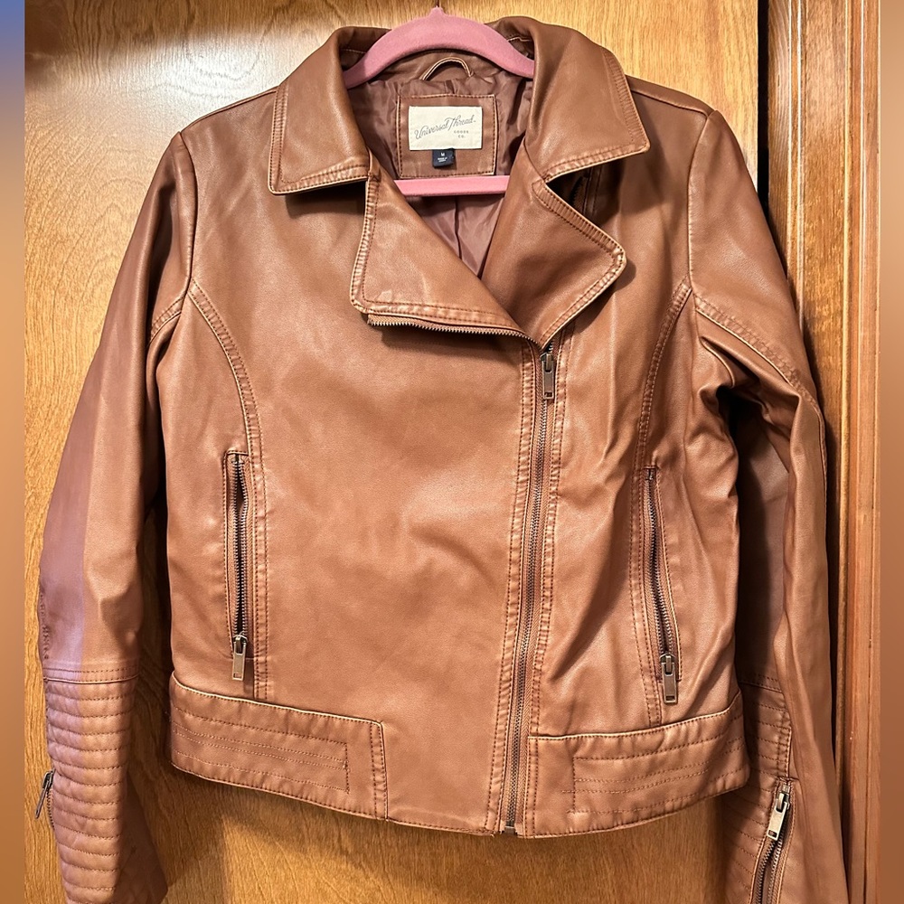 Target Universal Thread faux leather jacket brown